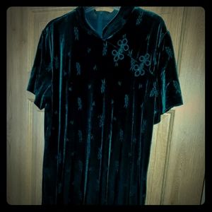 Crushed velvet dark green dress